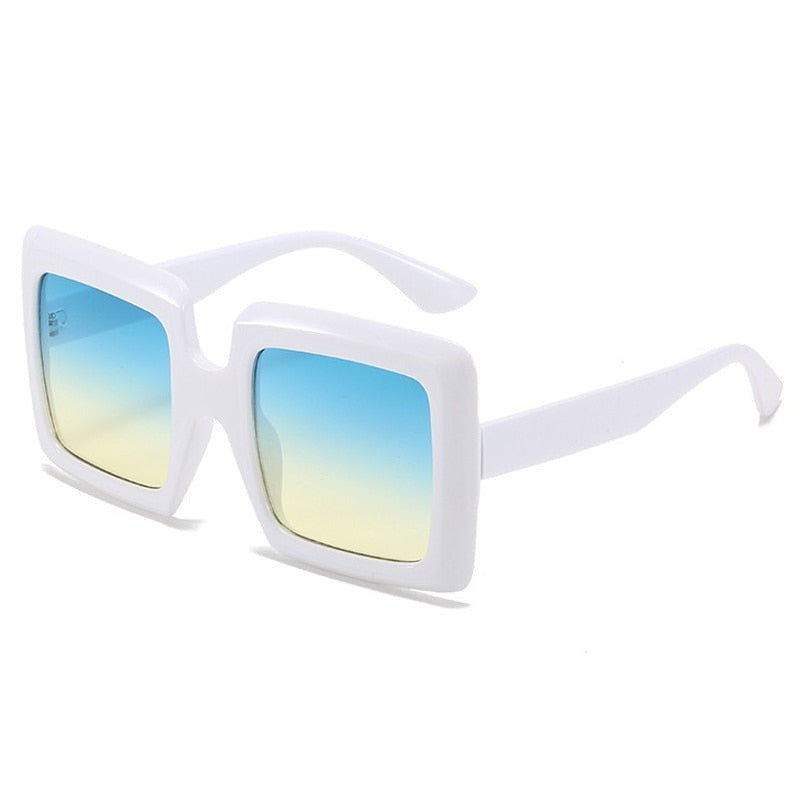 TEEK - Vintage Oversized Square Sunglasses EYEGLASSES theteekdotcom White Blue Yellow  