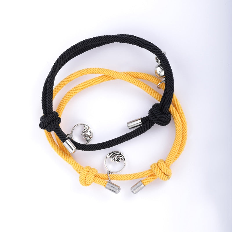 TEEK - Handmade Couple's Magnetic Bracelets JEWELRY theteekdotcom black yellow adjustable 