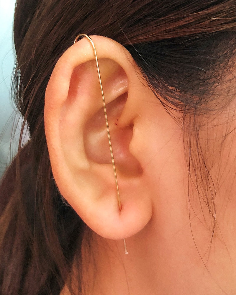 TEEK - Ear Needle Wrap Crawler Earrings JEWELRY theteekdotcom 6570 gold  