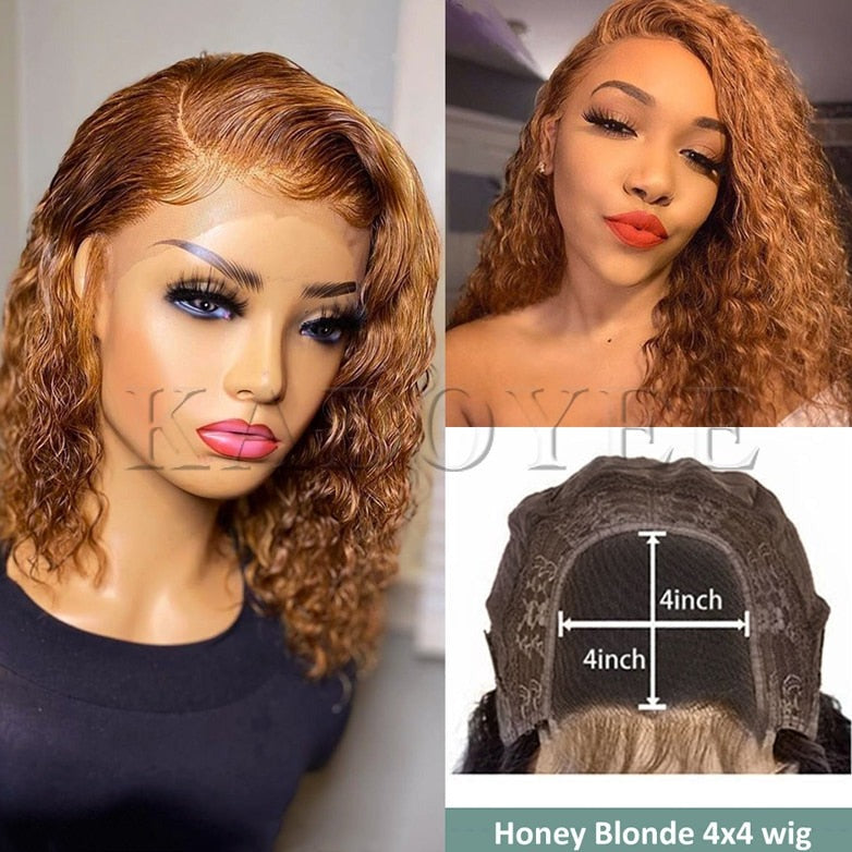 TEEK - Curly Honey Pot Wig HAIR theteekdotcom Honey Blonde 4x4 wig 10inches 130