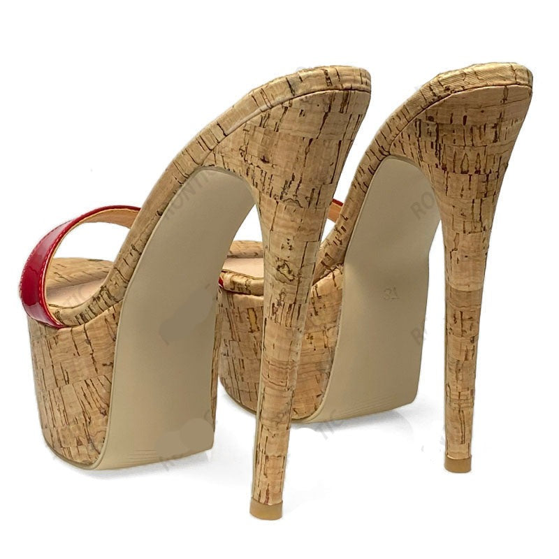 TEEK - Blushing Reds - Platform Cork Stiletto Heels | Up to Size 14.5 SHOES theteekdotcom   