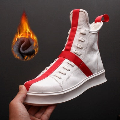 TEEK - Mens Personality Platform High-Top Sneakers SHOES theteekdotcom white fleece 6 