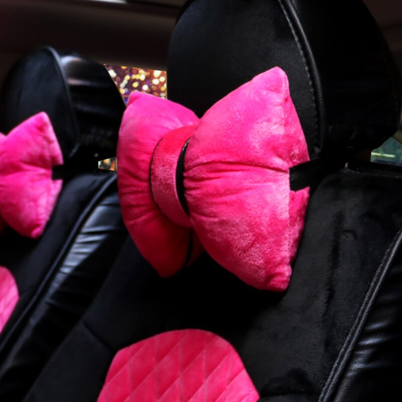 TEEK - Plush Outlined Knot Car Seat Cushions AUTO ACCESSORIES theteekdotcom 1pink head pillow  