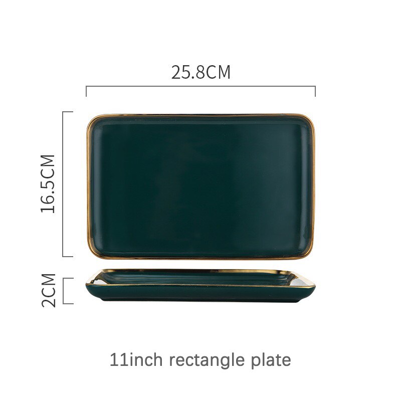 TEEK - Green Nordic Style Ceramic Dinner Plates HOME DECOR theteekdotcom 11inch plate  