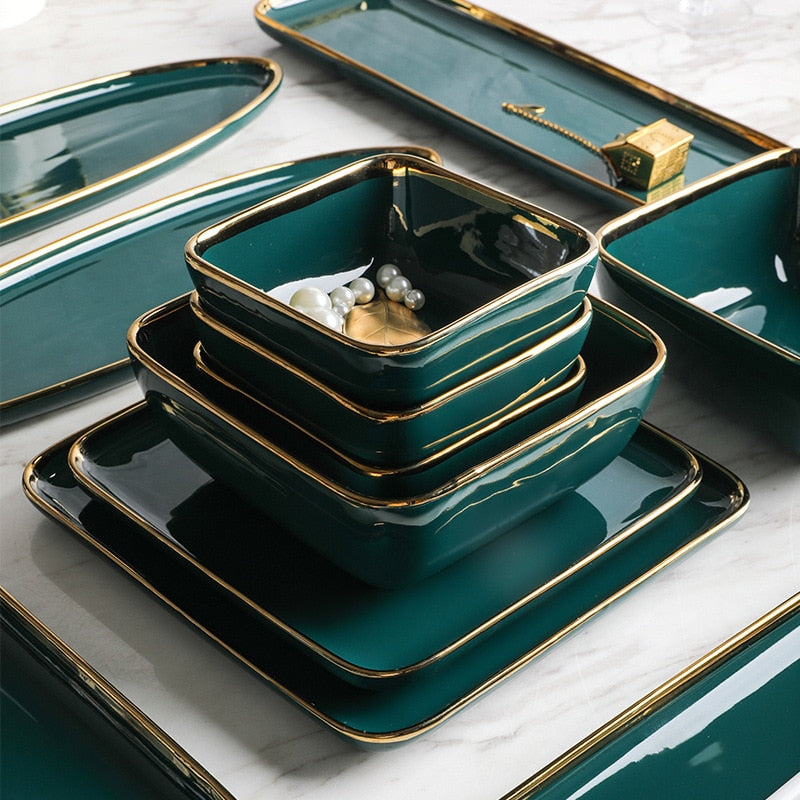 TEEK - Green Nordic Style Ceramic Dinner Plates HOME DECOR theteekdotcom   