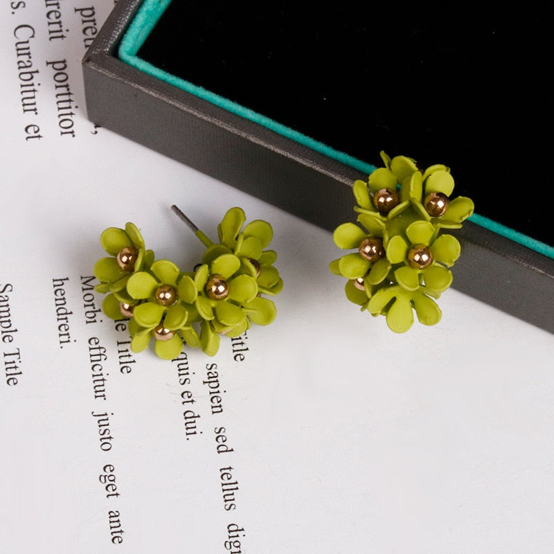 TEEK - Flourish Flower Hoop Earrings JEWELRY theteekdotcom Green  