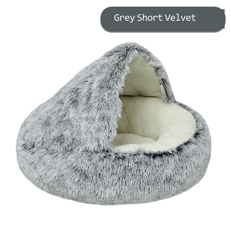 TEEK - Pet Round Plush Nest 2 In 1 Bed PET SUPPLIES theteekdotcom Grey Velvet 40cm 