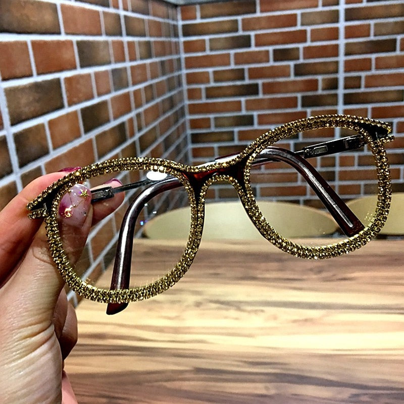 TEEK - Outline Rhinestone Eyeglasses EYEGLASSES theteekdotcom 1811 Gold  