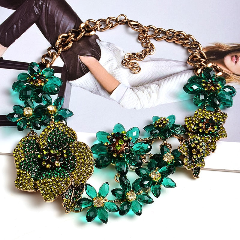 TEEK - Handmade Colorful Crystals Necklace JEWELRY theteekdotcom Green 45cm 