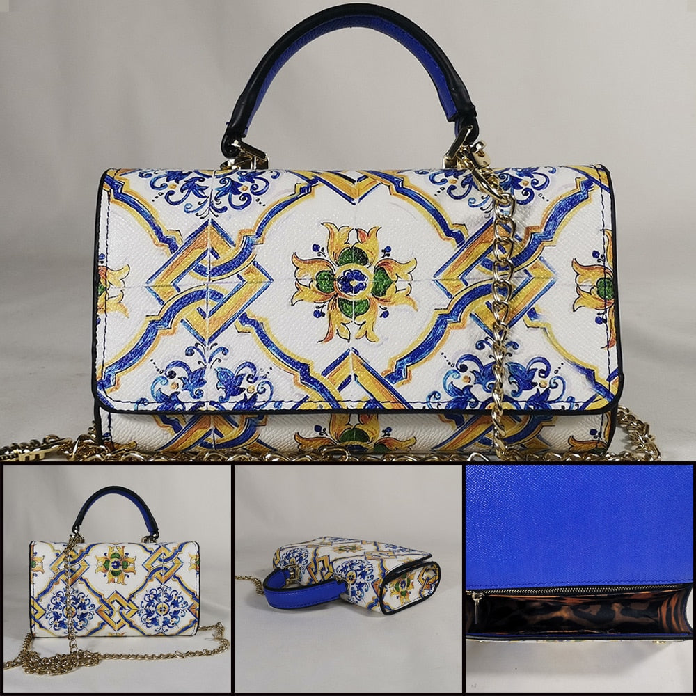 TEEK - Various Royal Printed Handbags BAG theteekdotcom 11 SM: 7.48in x 4.53in x 1.97in 