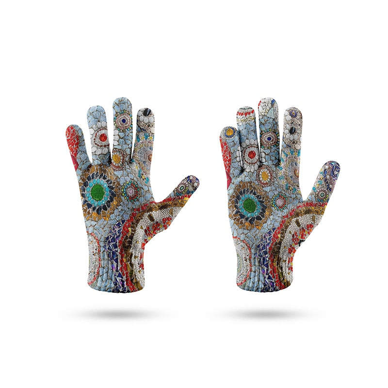 TEEK - Printed Pearl Agate 3D Knit Gloves GLOVES theteekdotcom 4 One Size 