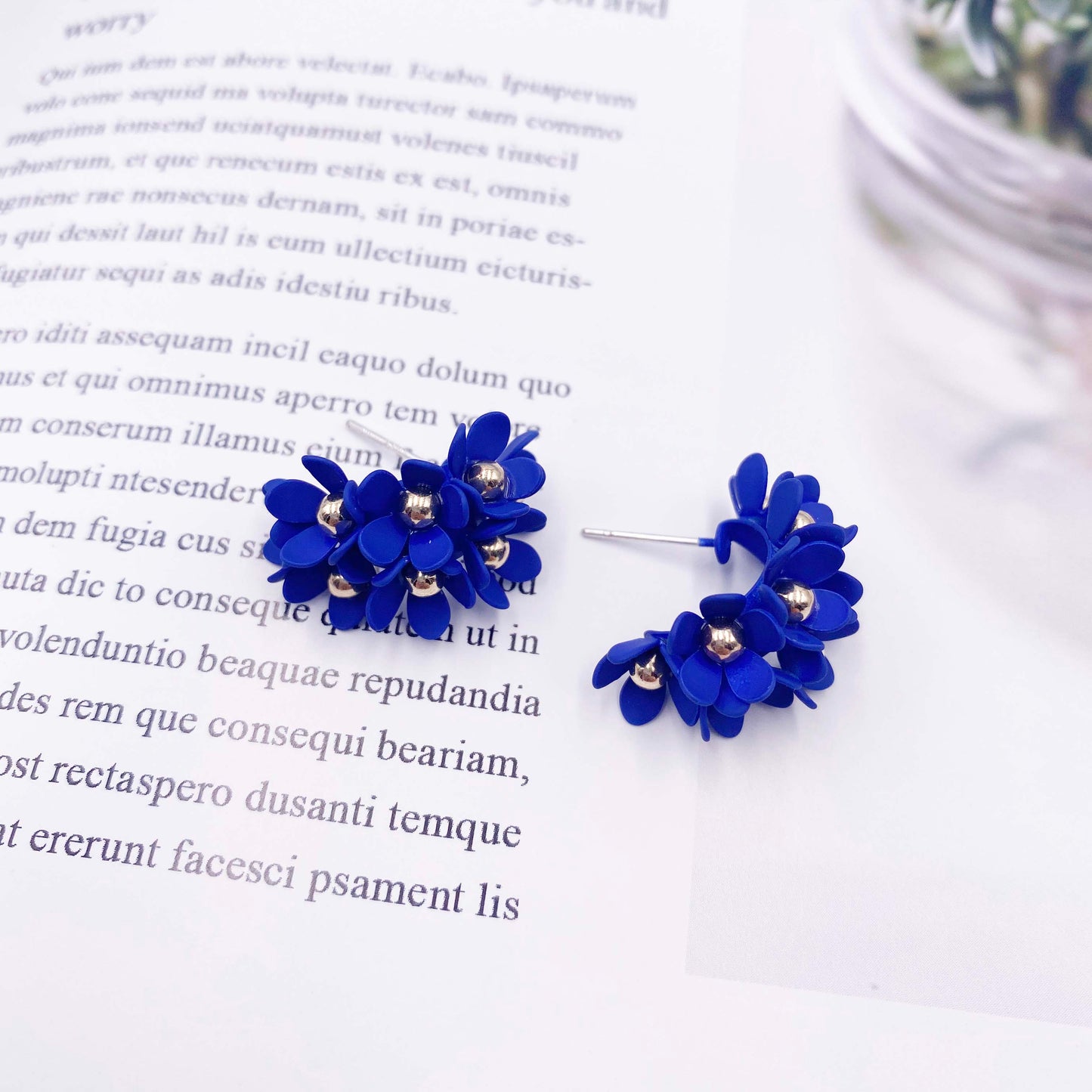 TEEK - Flourish Flower Hoop Earrings JEWELRY theteekdotcom Royal Blue  