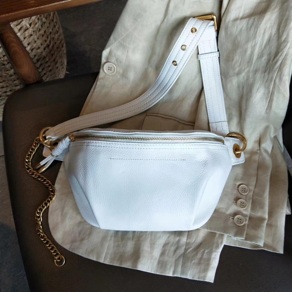 TEEK - Genuine Leather Pillow Waist Bag BAG theteekdotcom White  