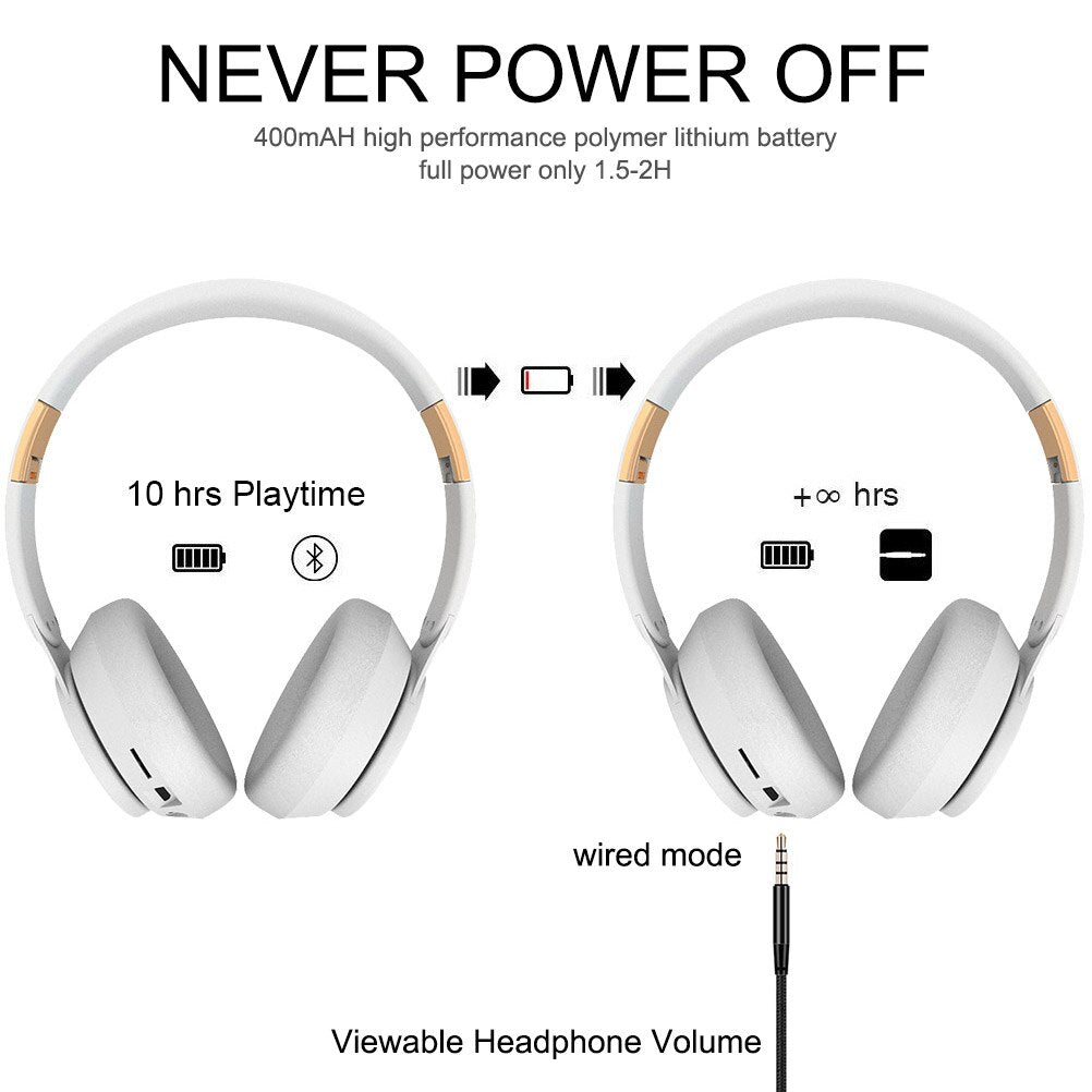 TEEK - Wireless Bluetooth Headset Foldable Stereo Headphones With Mic EARPHONES theteekdotcom   