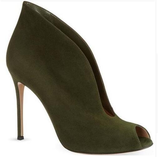 TEEK - Suede Peep Fetty Ankle Boots SHOES theteekdotcom arm green suede 5.5 