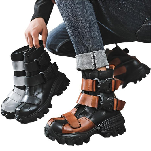 TEEK - Italian Vel Buckle Strap Motorcycle Boots SHOES theteekdotcom   