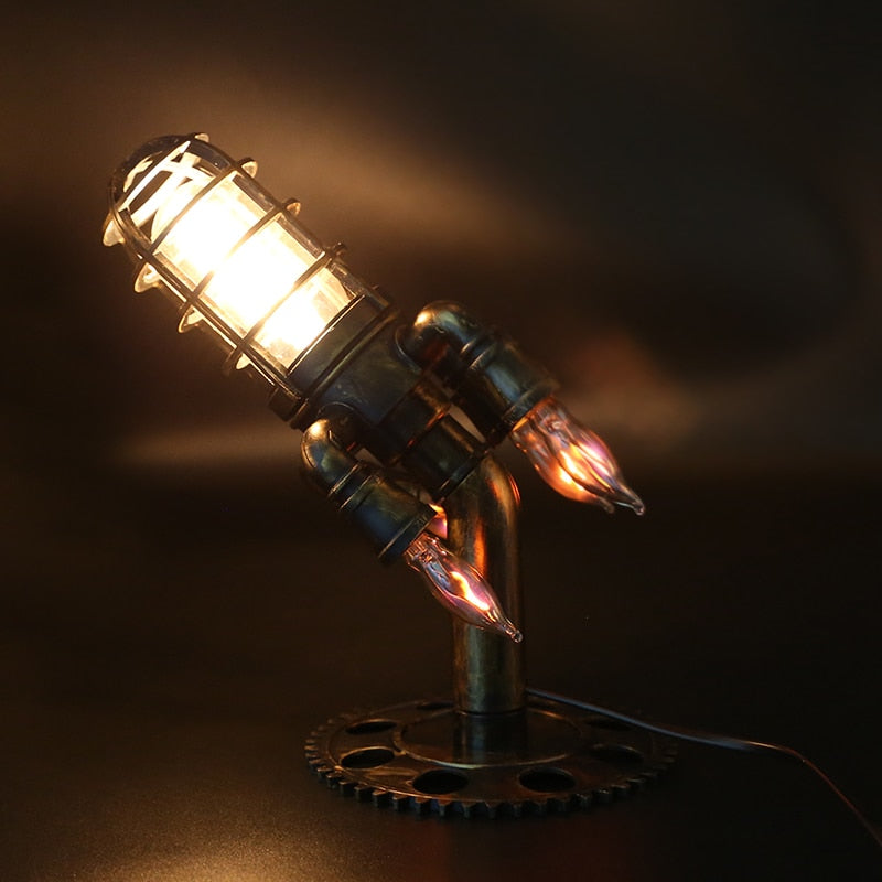 Steampunk rocket online lamp