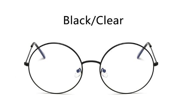 TEEK - Big Round Metal Clear Lens Eyeglasses EYEGLASSES theteekdotcom C1 black clear  