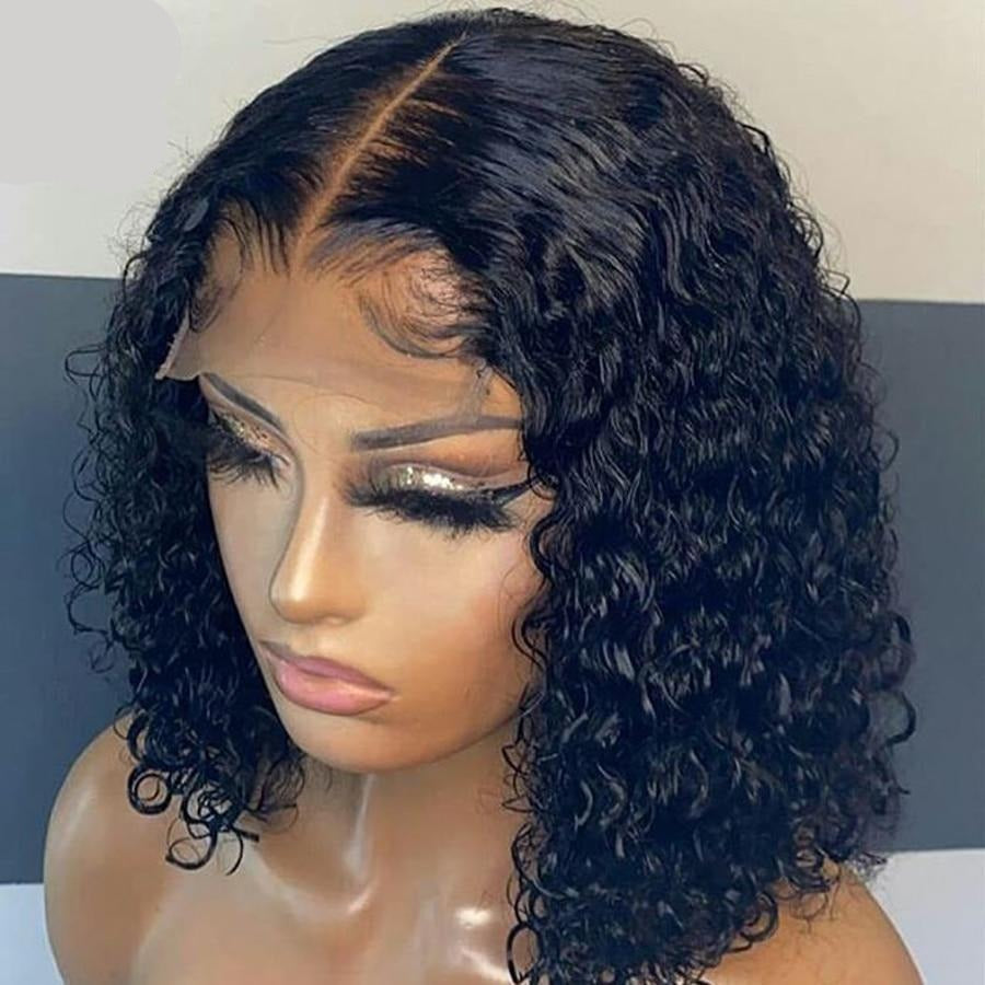 TEEK - Plucking Curly Bob Lace Front Human Wig HAIR theteekdotcom 8inches 130 Density 13x6 Wig 
