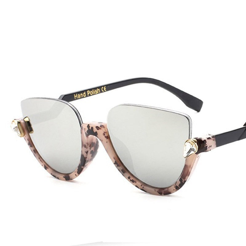 TEEK - Fashion Diamond Cat Eyeglasses EYEGLASSES theteekdotcom E303 amber silver  