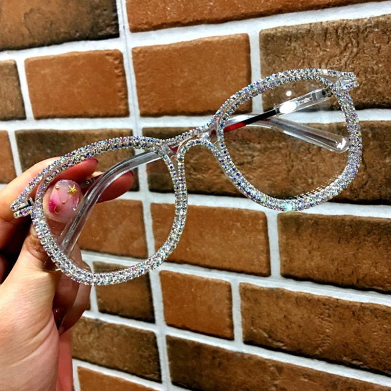 TEEK - Outline Rhinestone Eyeglasses EYEGLASSES theteekdotcom 1811 White  
