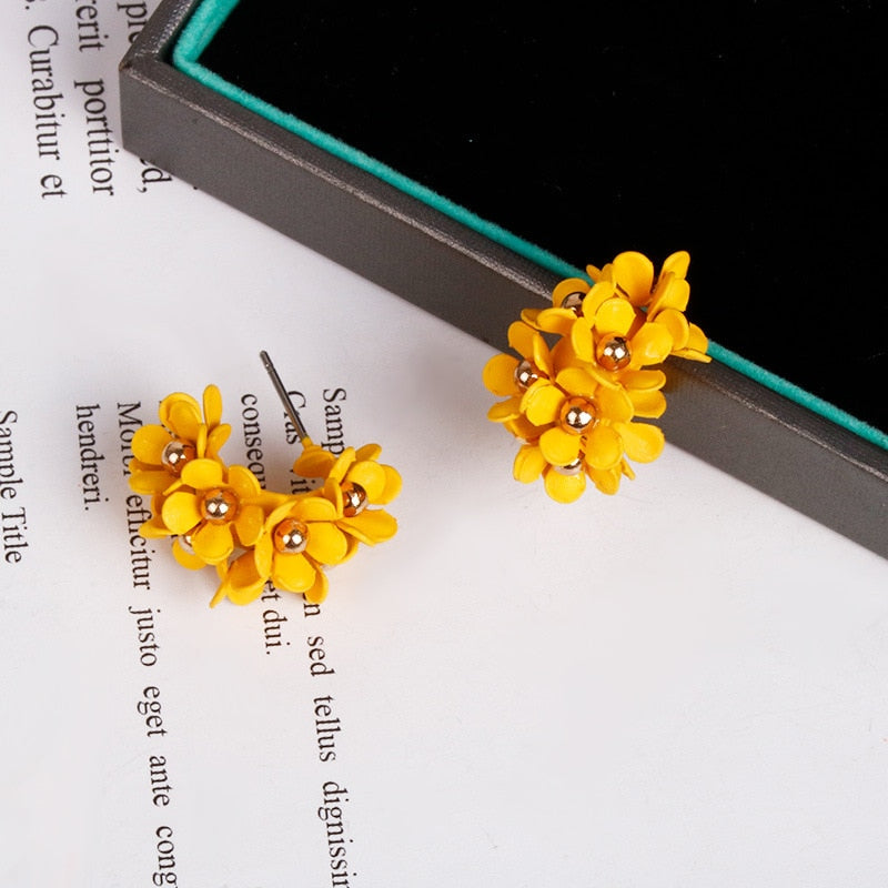 TEEK - Flourish Flower Hoop Earrings JEWELRY theteekdotcom Yellow  