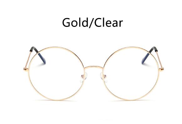 TEEK - Big Round Metal Clear Lens Eyeglasses EYEGLASSES theteekdotcom C3 gold clear  