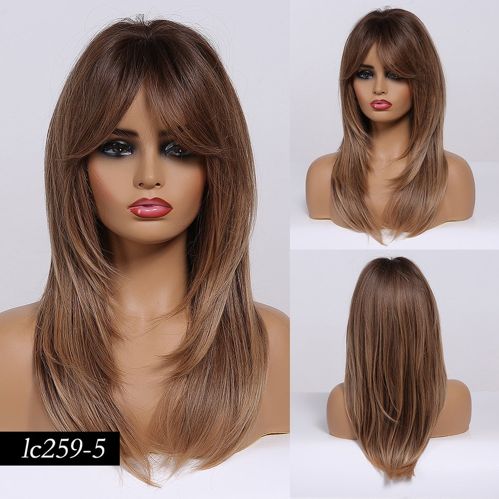 TEEK - Various Medium Straight Natural Style Side Bangs Wigs HAIR theteekdotcom lc259-5 20inches 