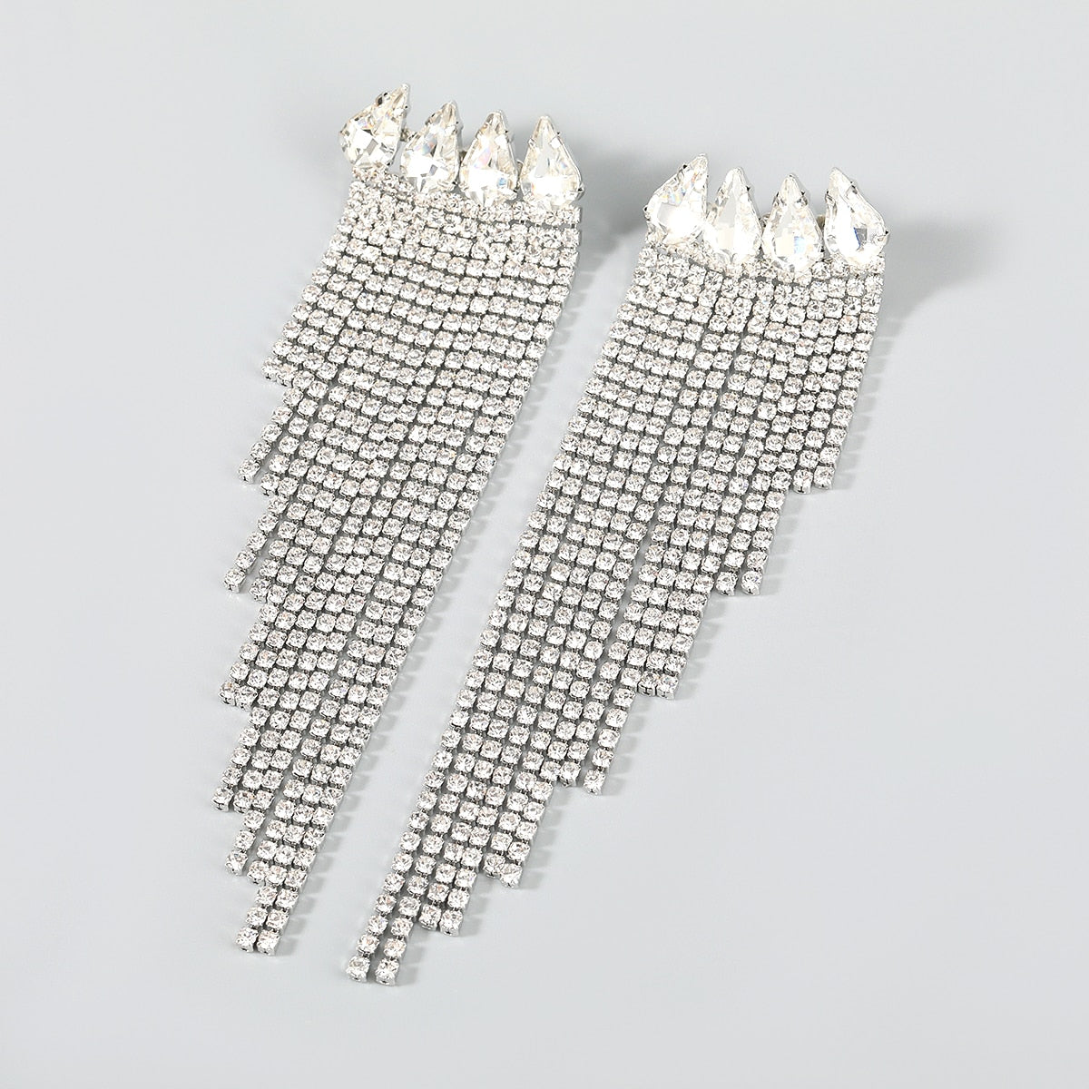 TEEK - Rhinestone Tassel Earrings JEWELRY theteekdotcom silver  