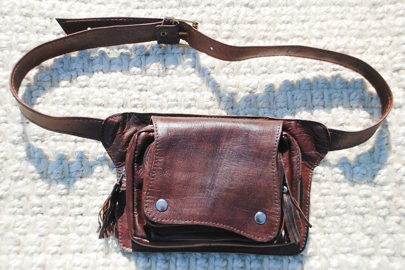 TEEK - Handsfree Helpful Vintage Style Waist Bag BAG theteekdotcom Brown  