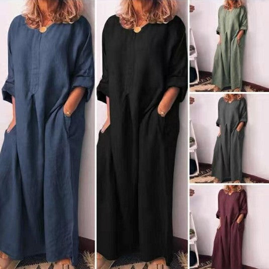 TEEK - Slit Hemline Cotton and Linen Dress DRESS theteekdotcom   