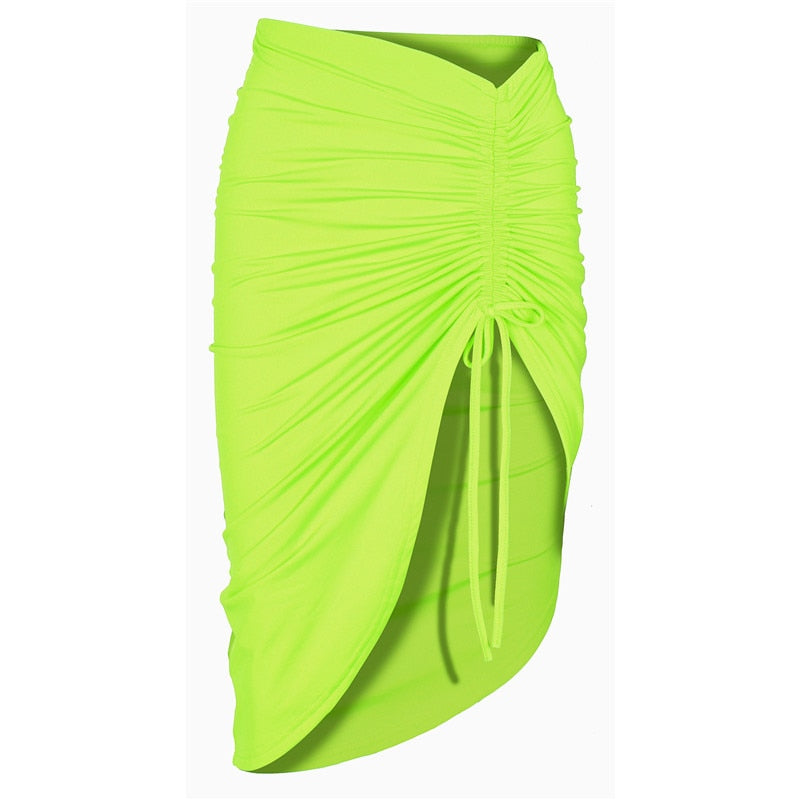 TEEK - Variety of Lace Up Mini Skirts SKIRT theteekdotcom G1860 Neon Green S 