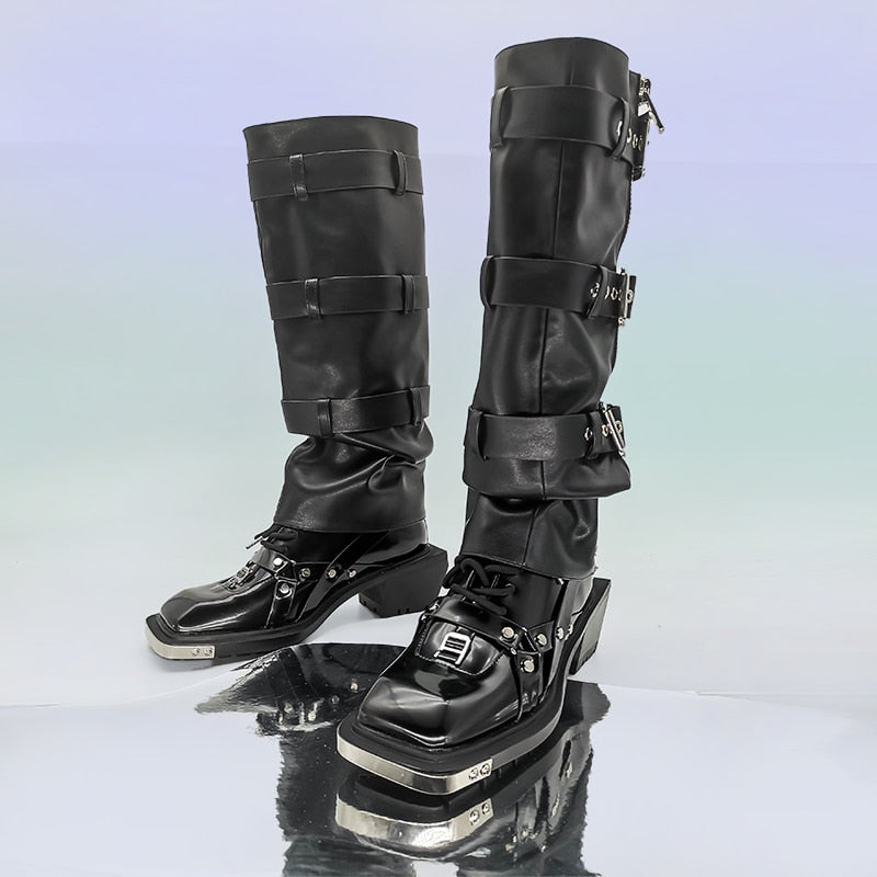 TEEK - Womens Square Toe Pleated Rivet Boots SHOES theteekdotcom   