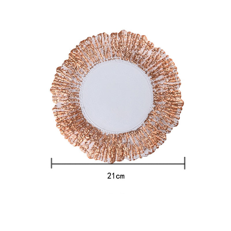 TEEK - Nordic Sun Flower Texture Glass Plate Tableware HOME DECOR theteekdotcom Rose S  