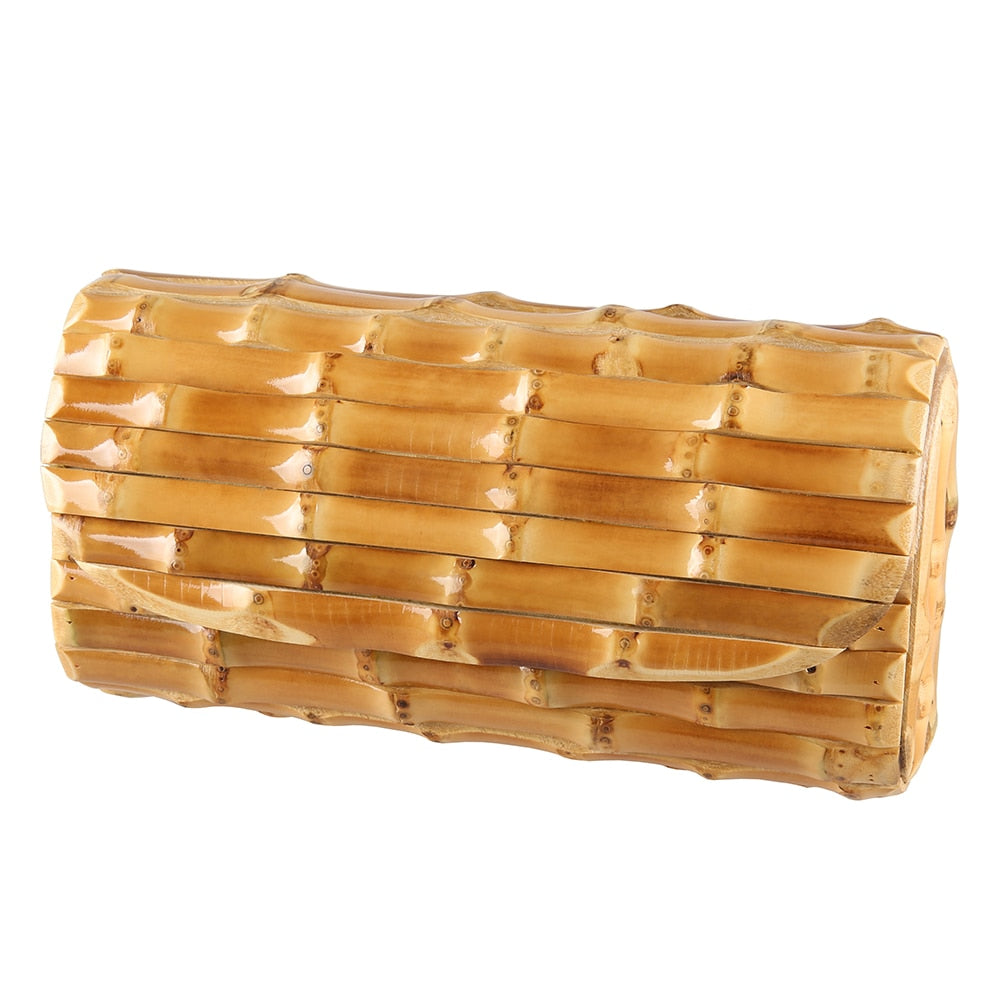 TEEK - Hard Wood Bamboo Root Clutch Purse BAG theteekdotcom Gold 20L*7W*10.5Hcm 