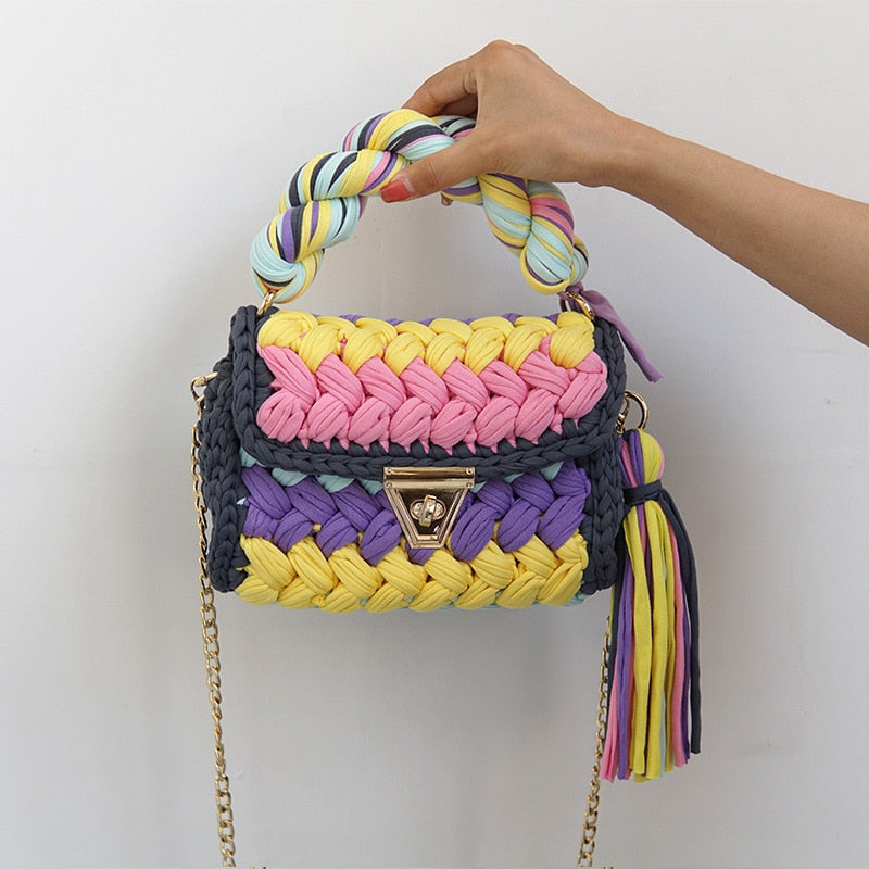 TEEK - Tassel Thread Handbag BAG theteekdotcom Black  