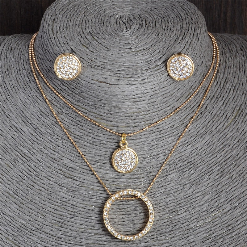 TEEK - Gold Color Austrian Crystal Round Jewelry Sets JEWELRY theteekdotcom   