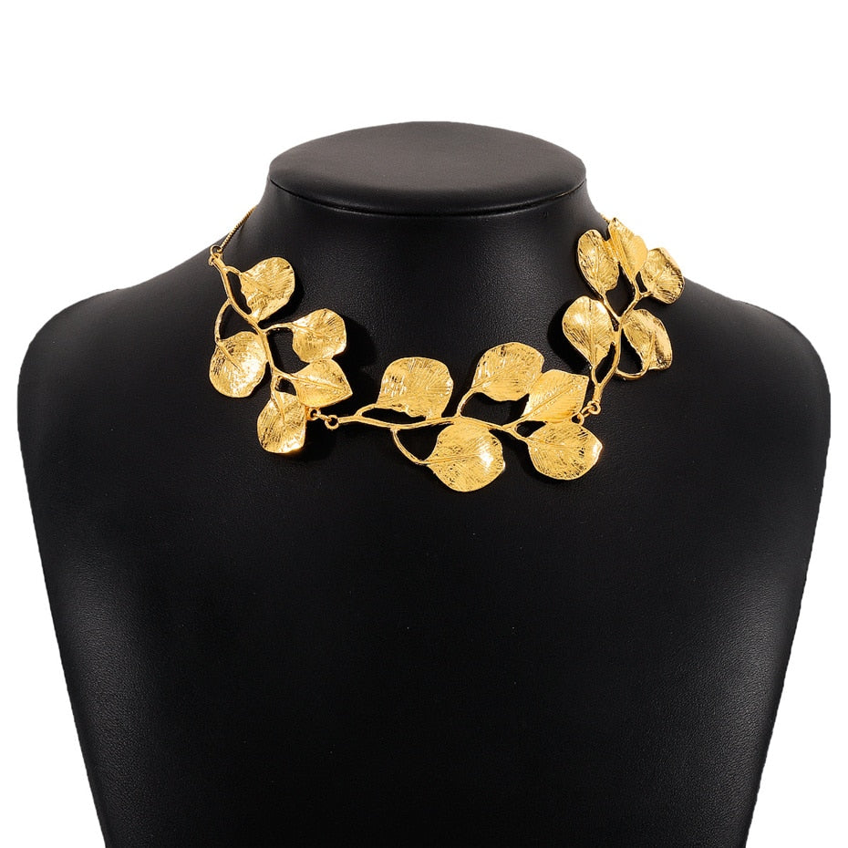 TEEK - Scattered Leaf Necklace JEWELRY theteekdotcom Gold Color  