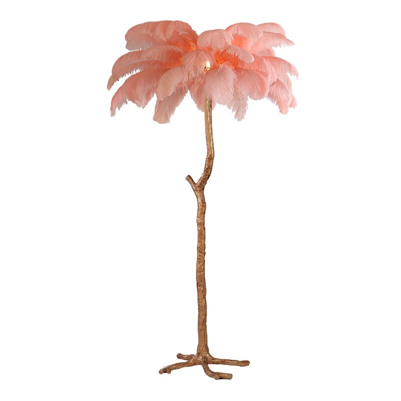 TEEK - Nordic Luxury LED Floor Feather Lamp HOME DECOR theteekdotcom Pink All Copper Body H 2'7" (80cm) | 25 feathers