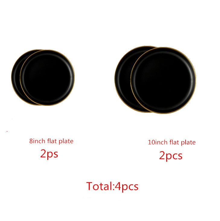 TEEK - Glit Rim Black Porcelain Plates HOME DECOR theteekdotcom 4pcs  