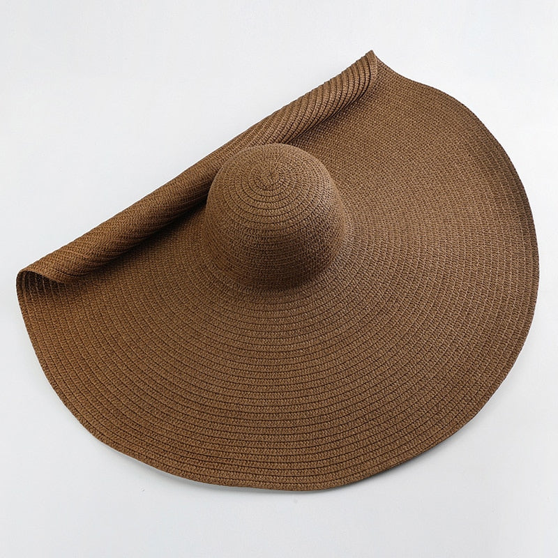 TEEK - 27.5in Oversized Wide Brim Sun Hat HAT theteekdotcom brown 54-57cm/21.26-22.44in 