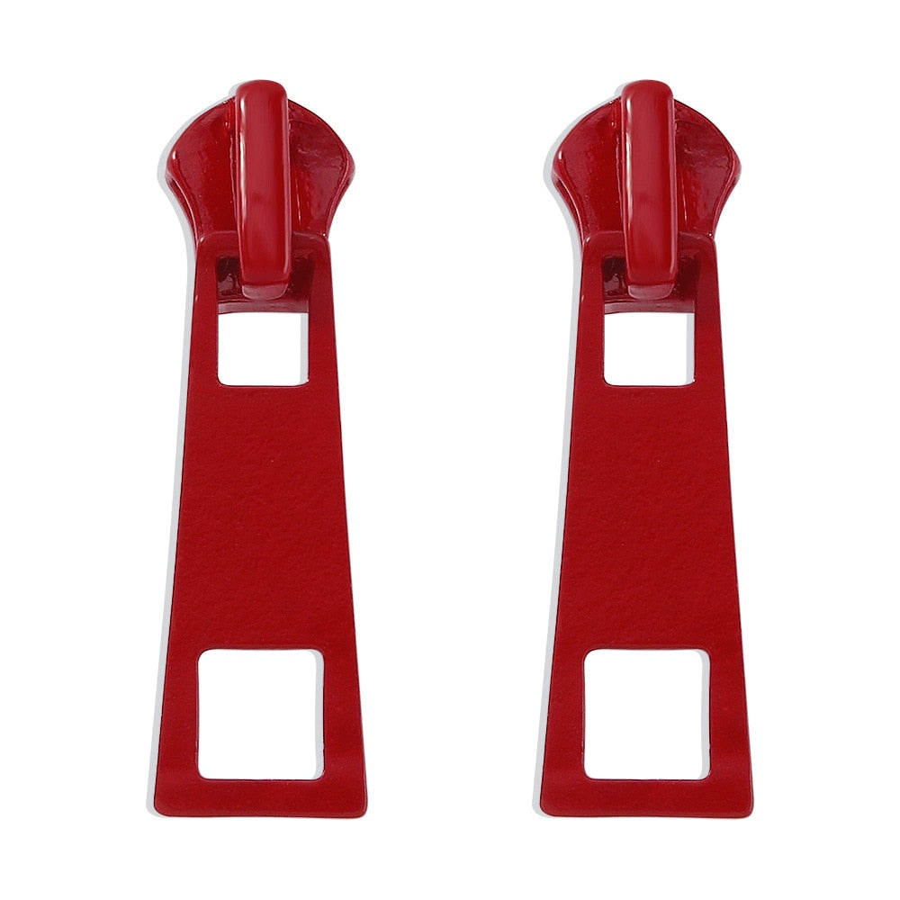 TEEK - Personality Zipper Earrings JEWELRY theteekdotcom red  