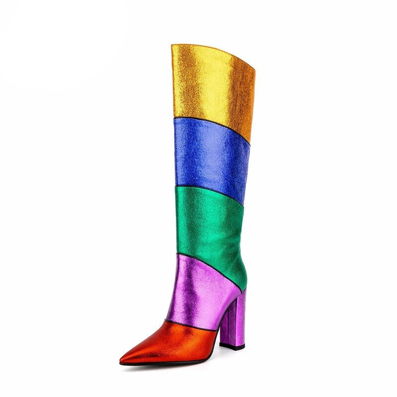 TEEK - Metallic Rainbow Stripe Boots SHOES theteekdotcom   