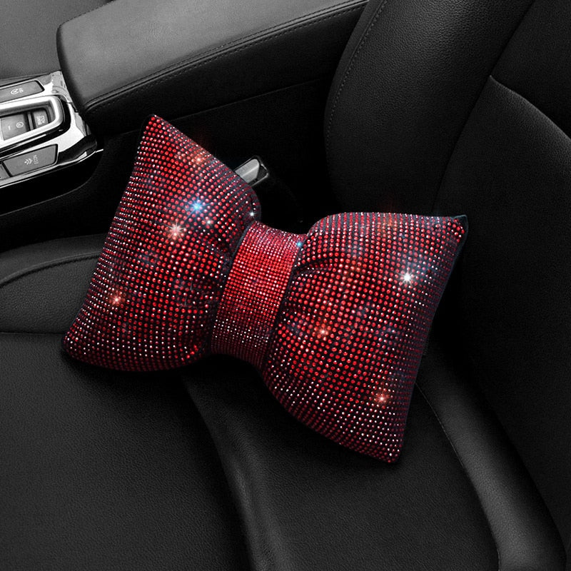 TEEK - Crystal Bowknot Car Support Cushions TRANSPORTATION theteekdotcom red neck pillow  