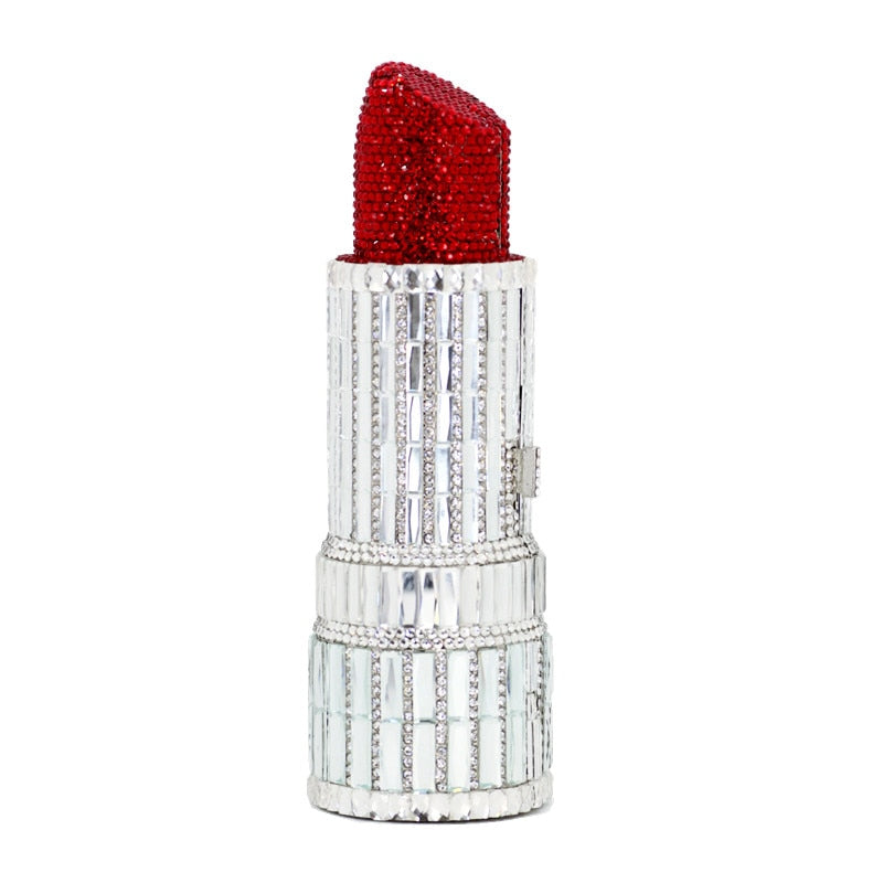 TEEK - Lipstick Click Clutch Purse BAG theteekdotcom SM Silver Red  