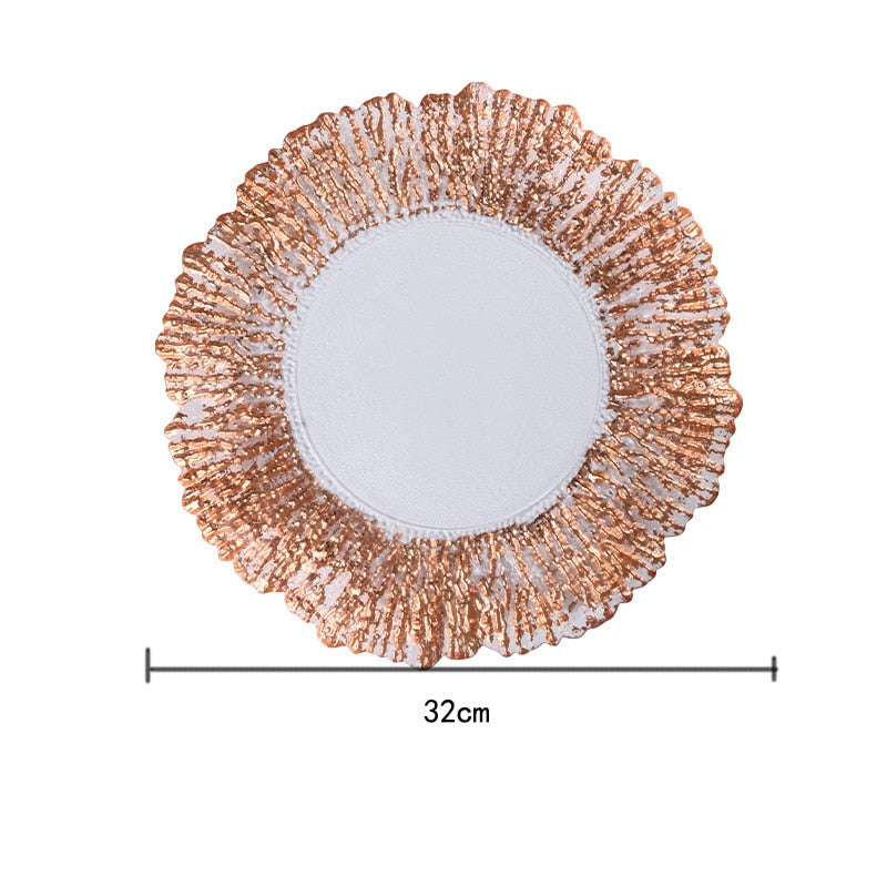 TEEK - Nordic Sun Flower Texture Glass Plate Tableware HOME DECOR theteekdotcom Rose L  