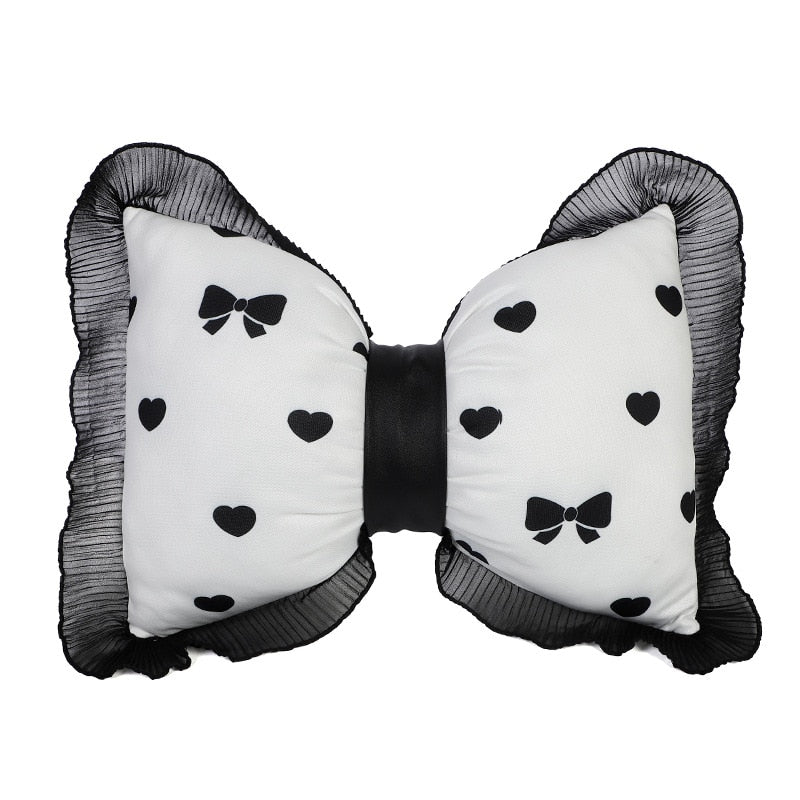 TEEK - Heart Ruffle Bowknot Auto Pillows TRANSPORTATION theteekdotcom Lumbar Pillow  