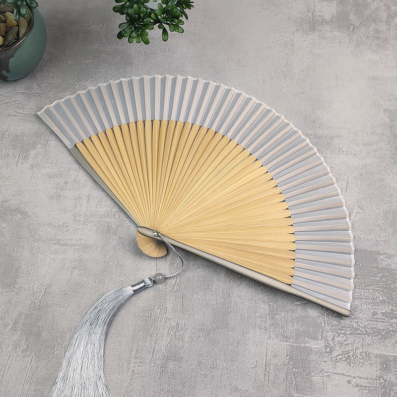 TEEK - Pure Color Fabric Folding Fan FAN theteekdotcom grey silk fan  