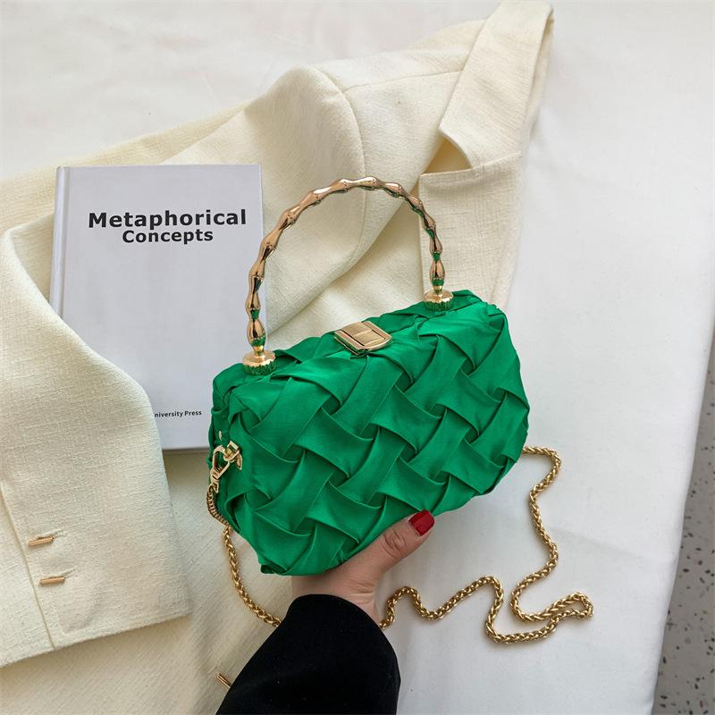 TEEK - Weave Metal Handles Handbag BAG theteekdotcom Green  
