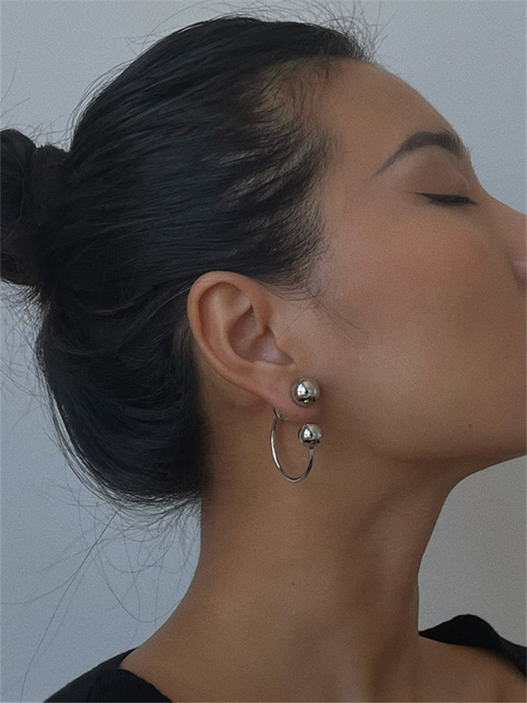 TEEK - Front Back Ball Earrings JEWELRY theteekdotcom   